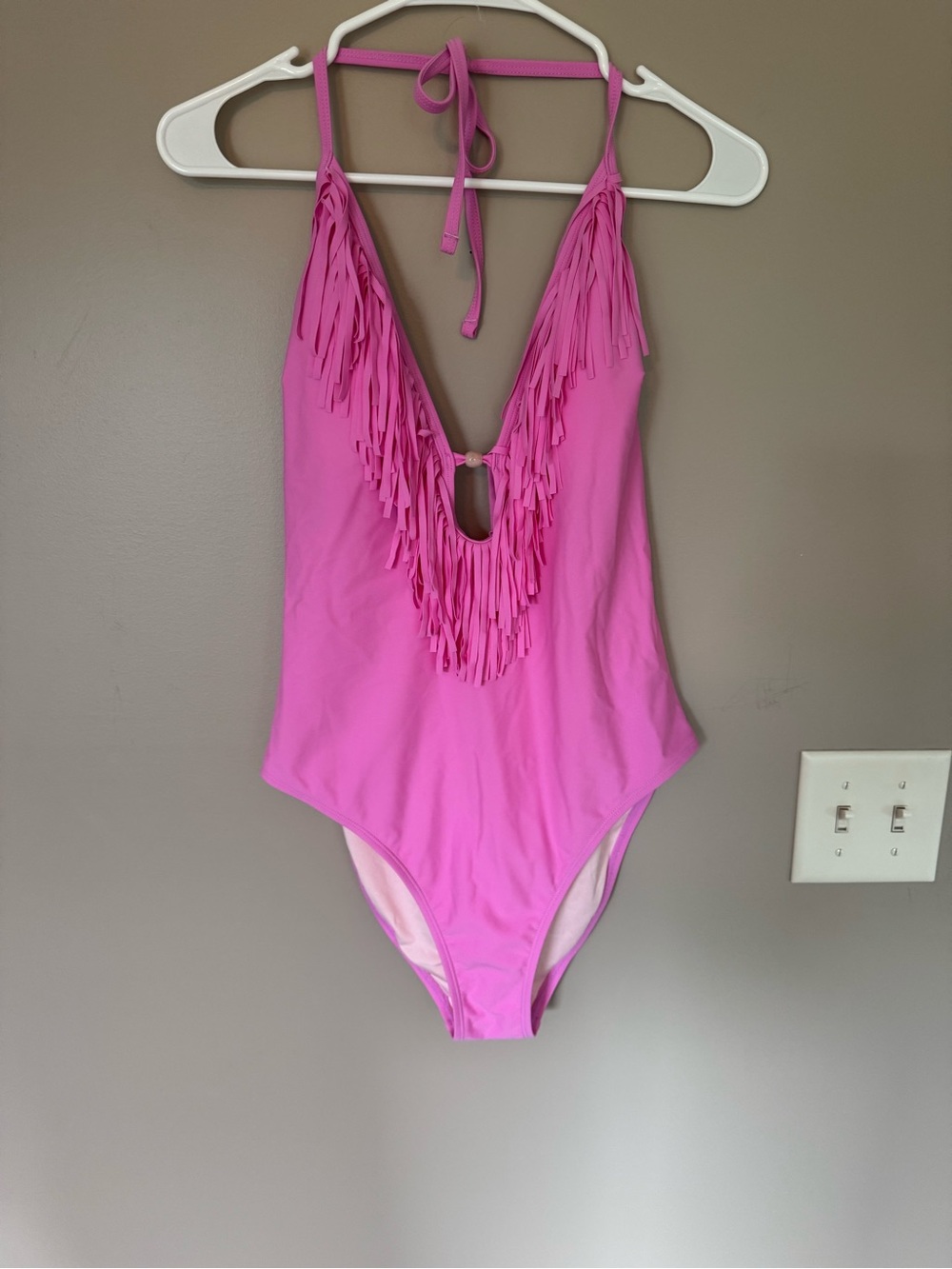 Cupshe Pink Fringe Plunge One-Piece Swimsuit NEVER WORN